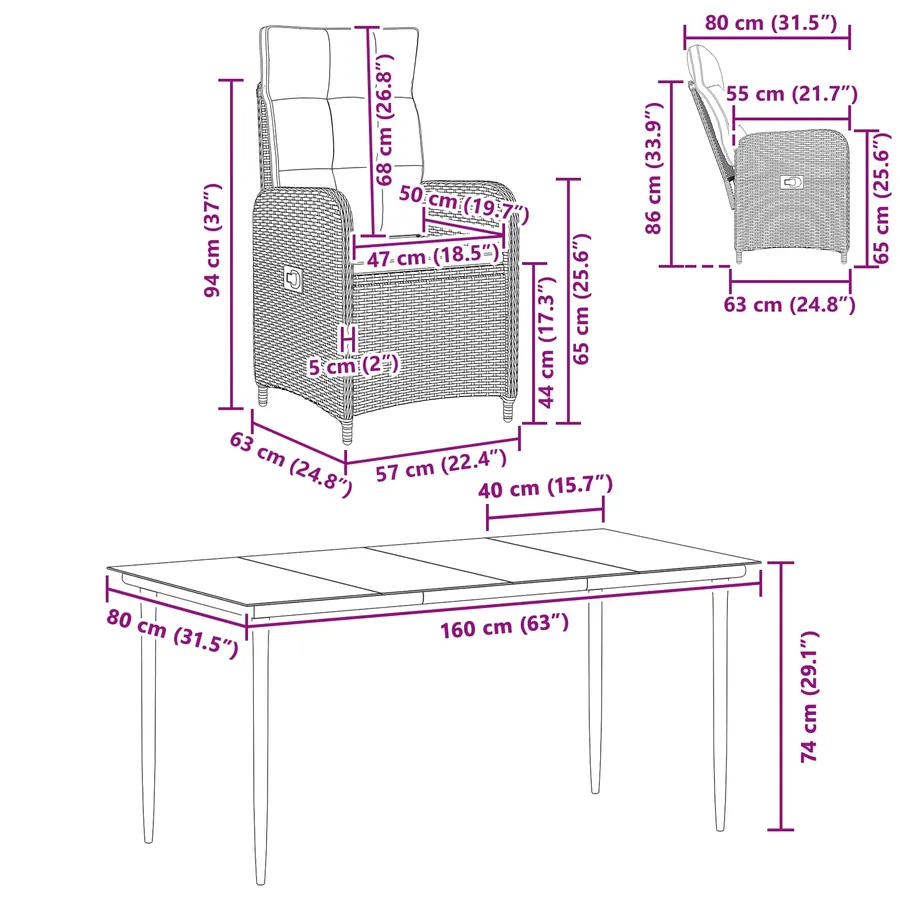 Ensemble de Tables Basses avec coussin avec oreiller 7 pcs - 11