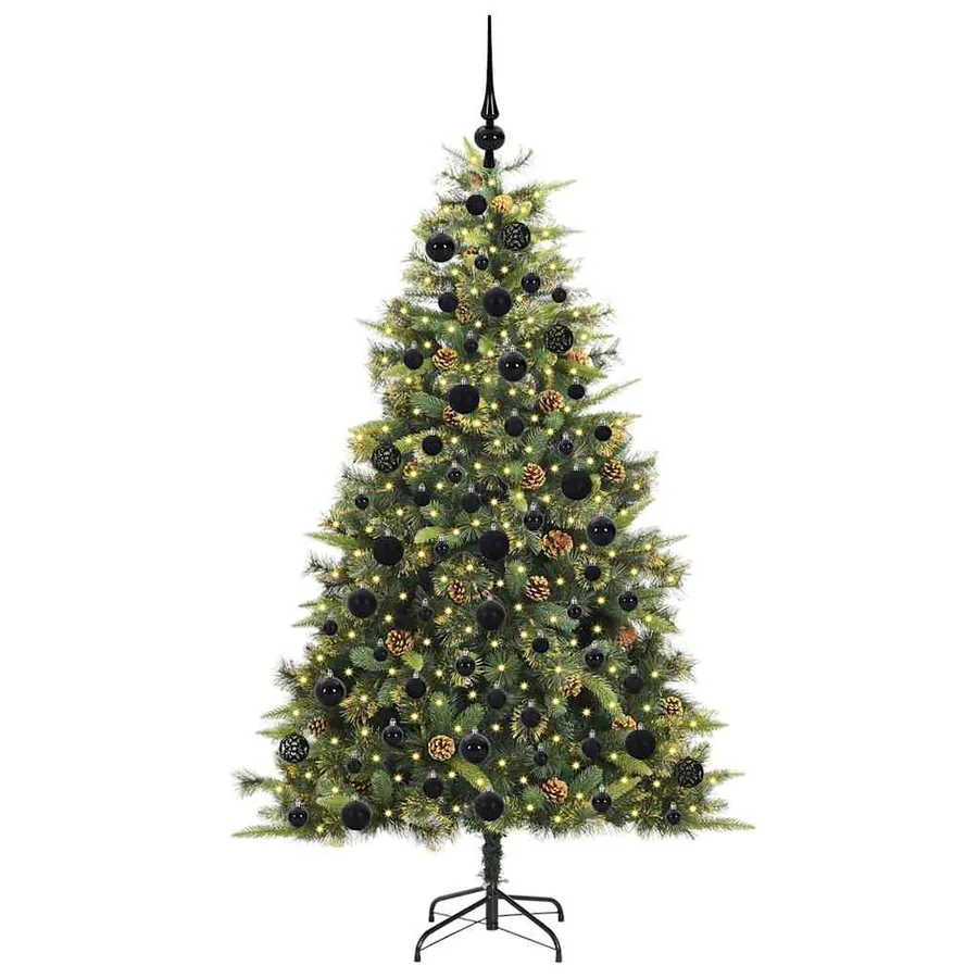 Sapin de Noël artificiel avec branches pliables et cônes 180 cm - 3