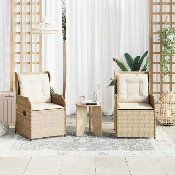 Banc de jardin 2 pcs Beige polyrotin