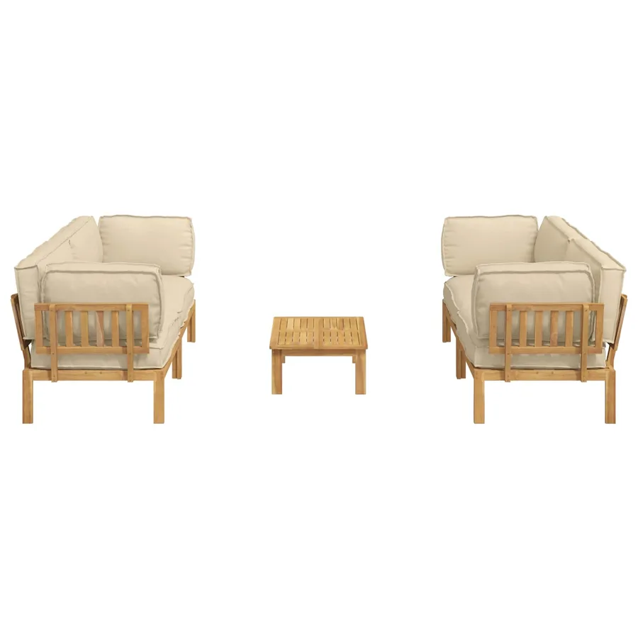 Ensemble de Canapés Uni 5 pcs Beige Bois d'Acacia Massif - 8