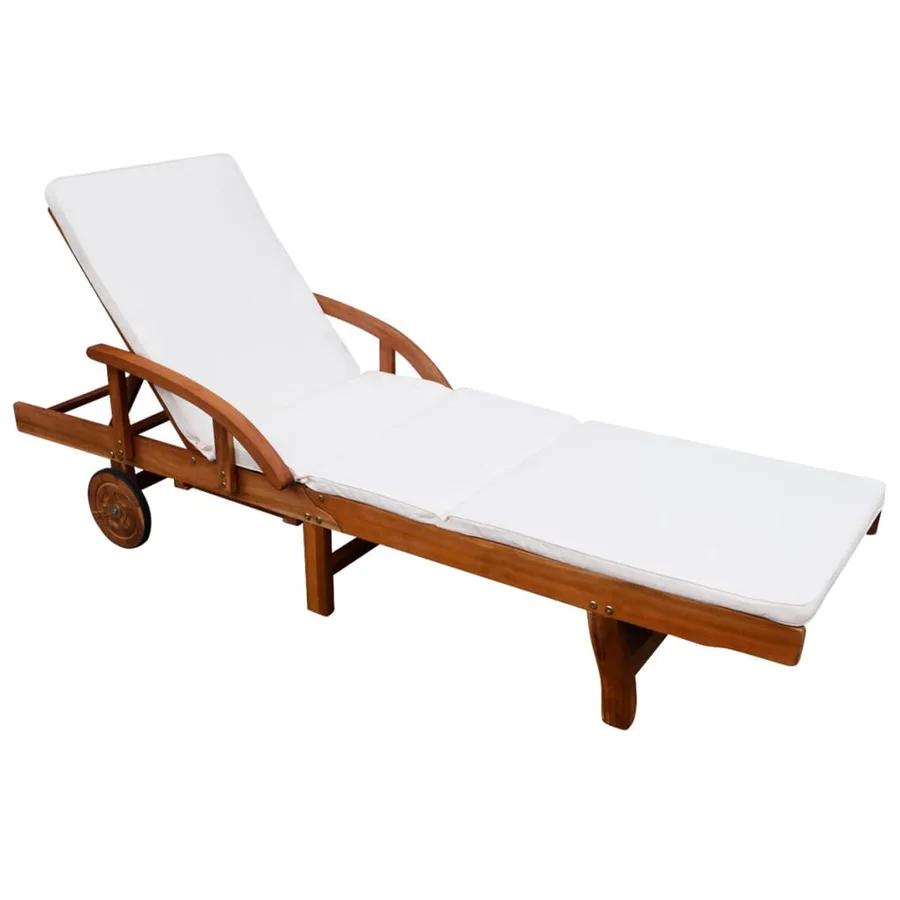 Chaise longue avec coussin Bois d'acacia solide - 2