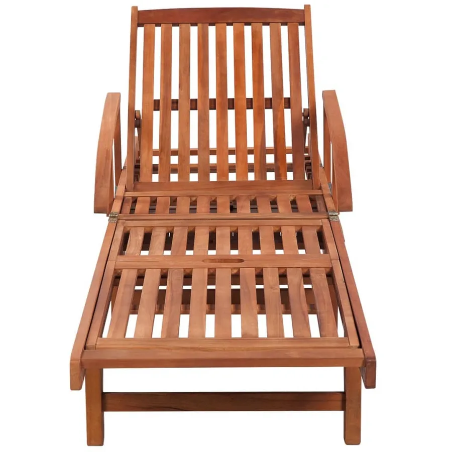 Chaise longue avec coussin Bois d'acacia solide - 6
