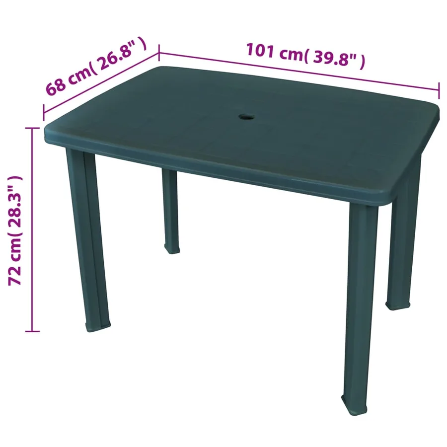 Table de jardin Vert 101 x 68 x 72 cm Plastique - 5
