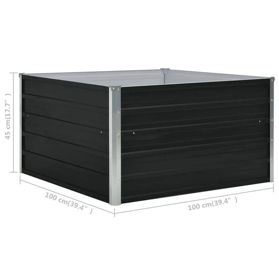 Jardinière 100 x 100 x 45 cm Acier galvanisé Anthracite - 6