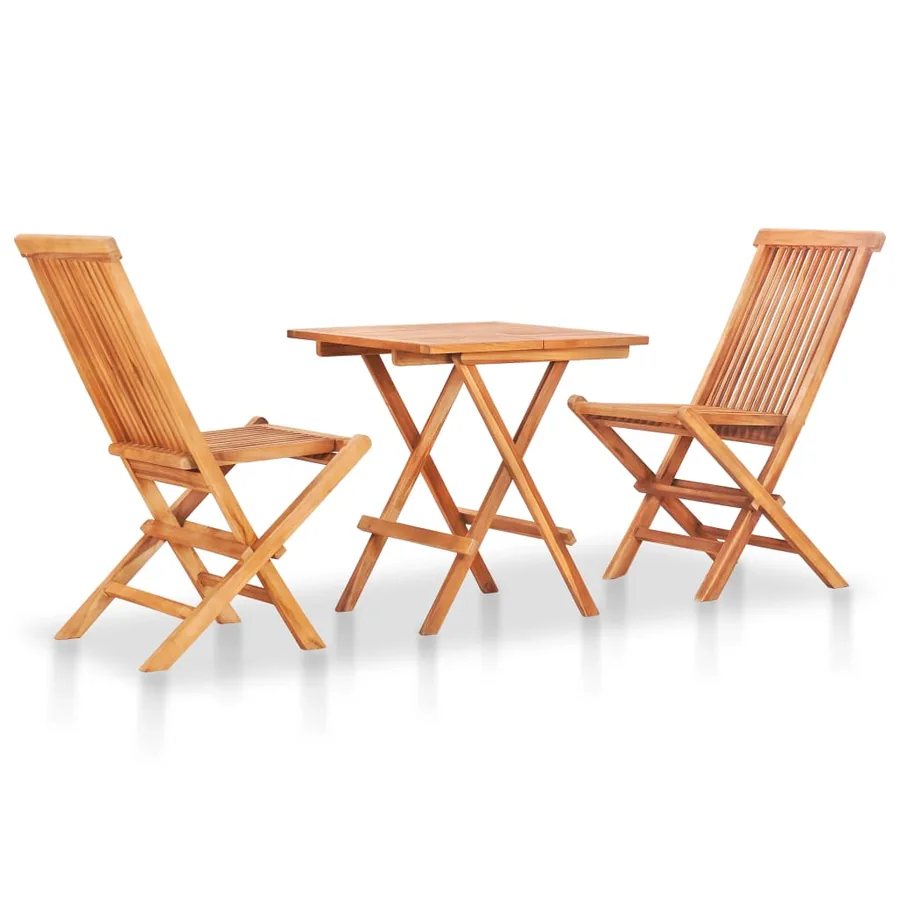 Ensemble de bistro pliable 3 pcs Bois de teck solide