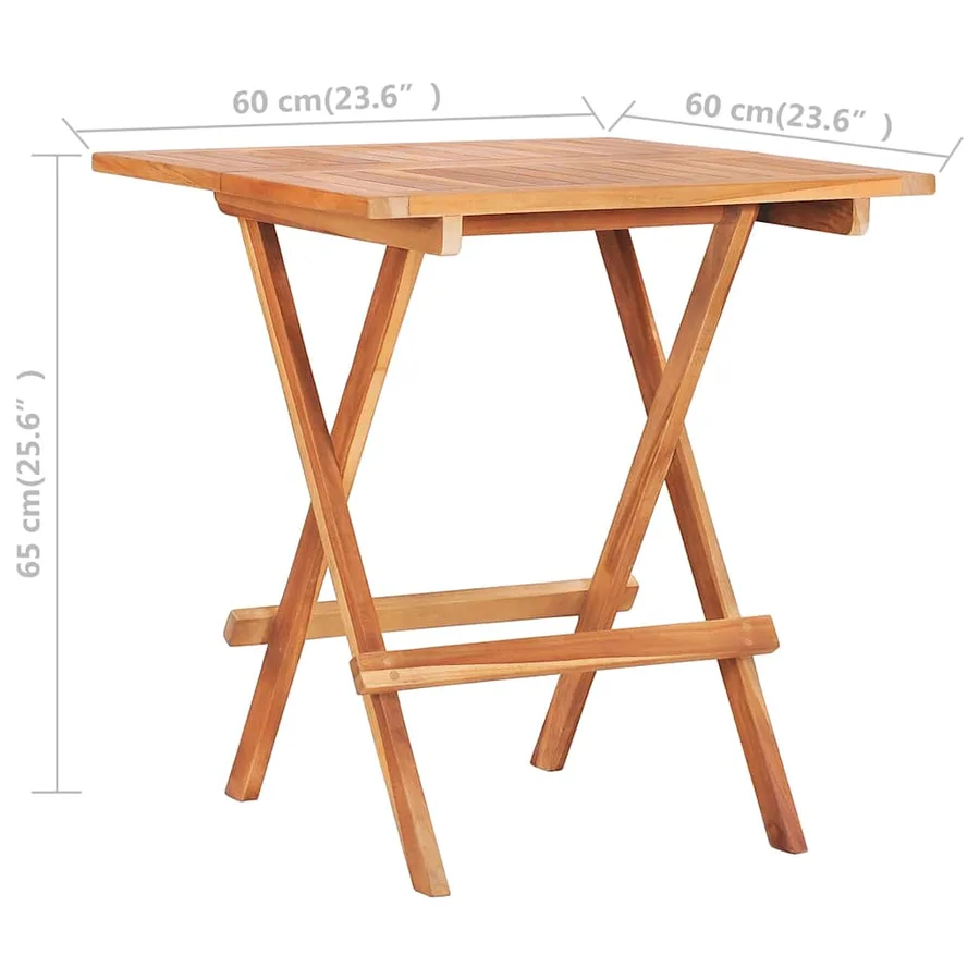 Ensemble de bistro pliable 3 pcs Bois de teck solide - 15