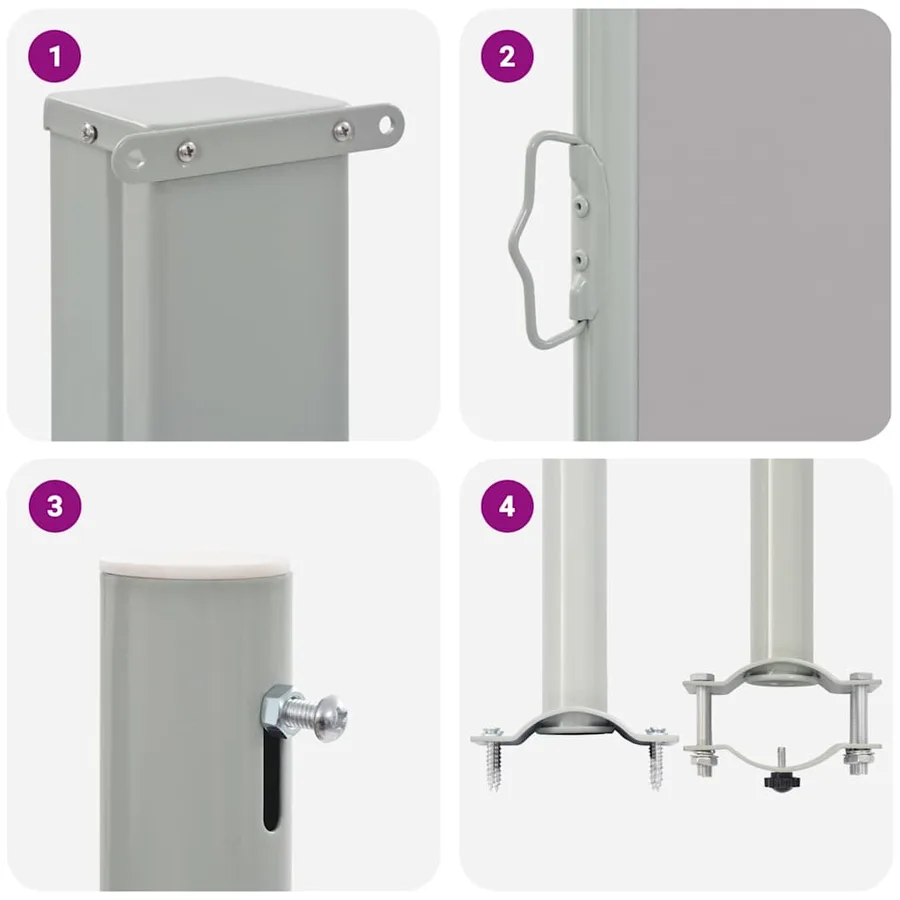 Auvent latéral rétractable de patio 60x300 cm Gris - 11
