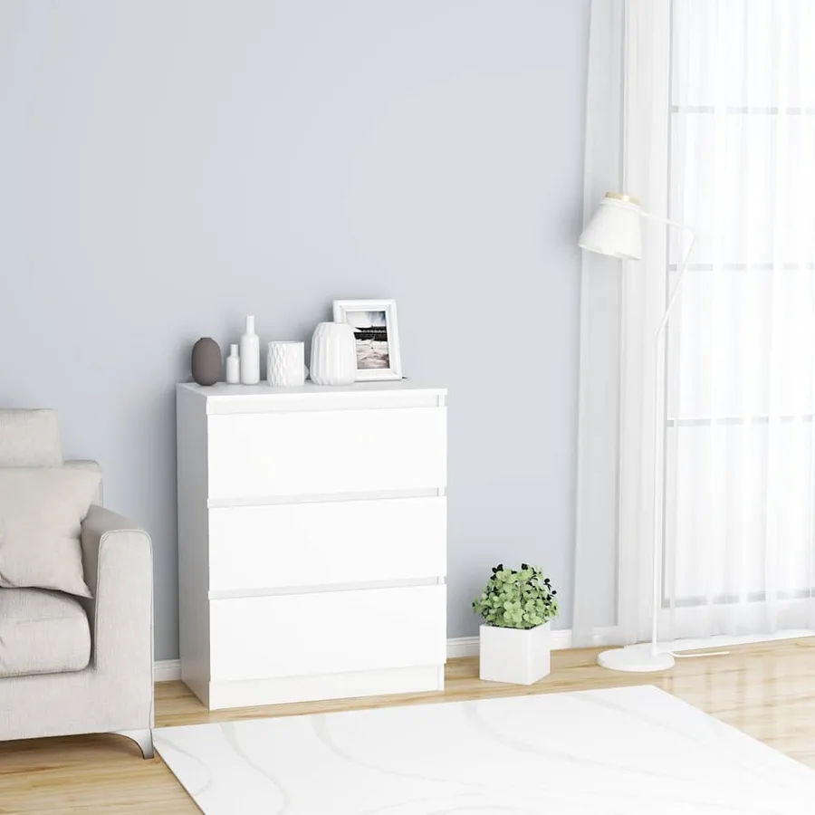 Buffet Blanc 60x35x76 cm Bois d'ingénierie - 3