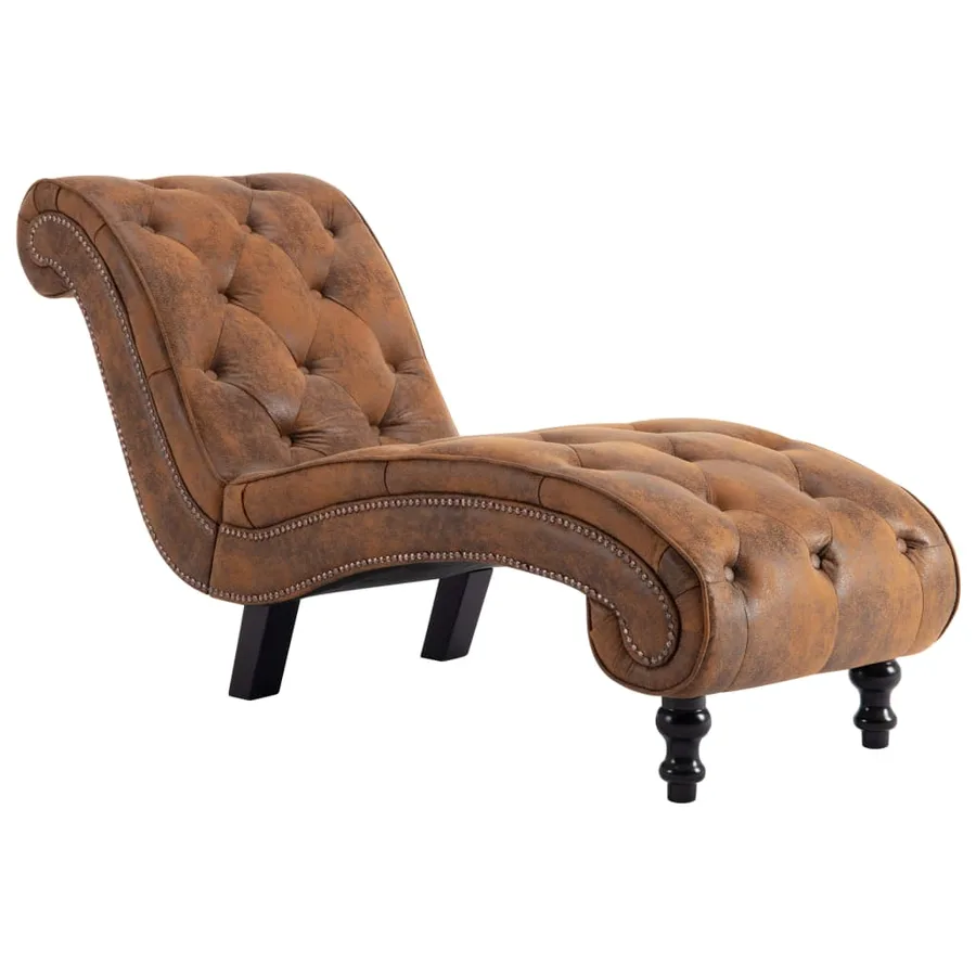 Chaise longue Marron Similicuir daim - 2
