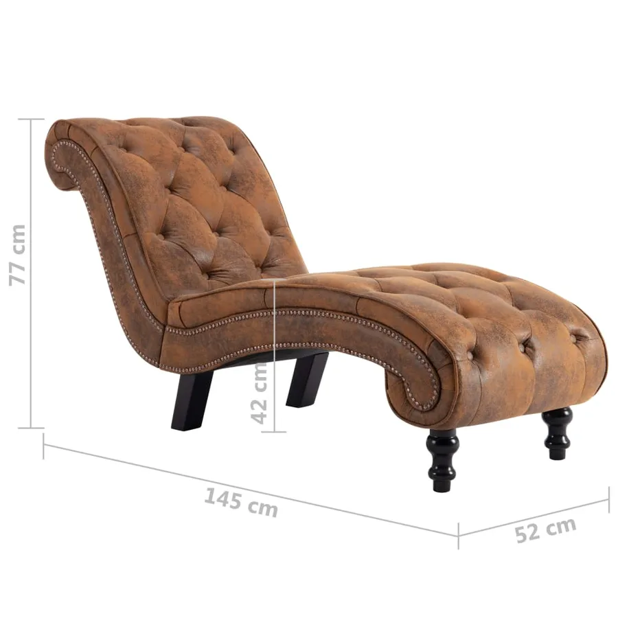 Chaise longue Marron Similicuir daim - 8