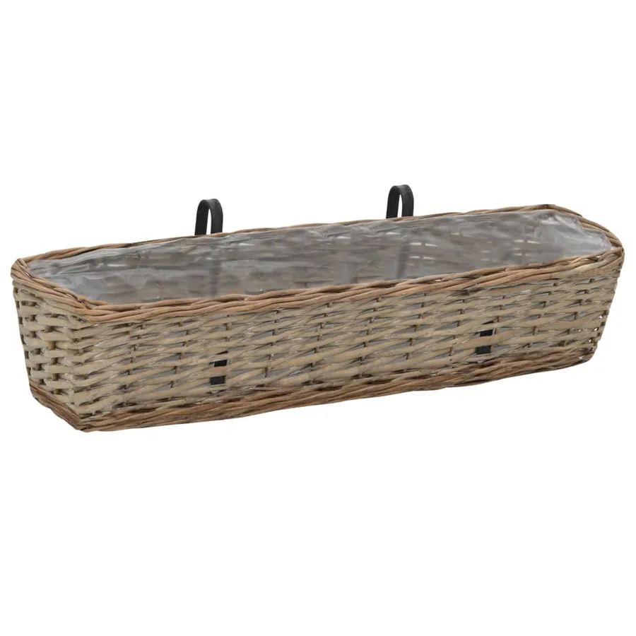 Jardinières de balcon 2 pcs osier avec revêtement en PE 80 cm - 2
