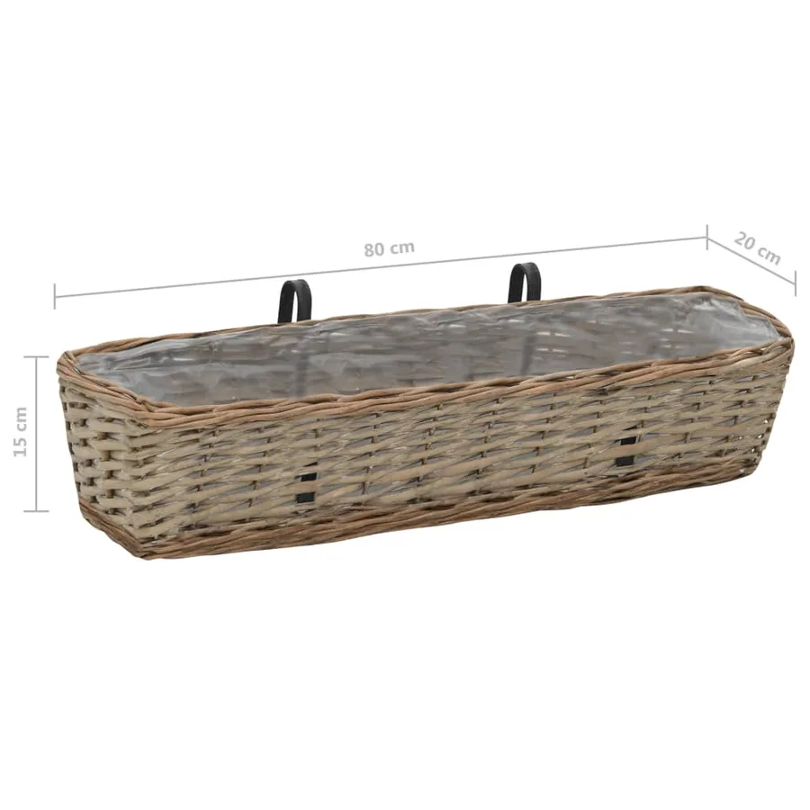 Jardinières de balcon 2 pcs osier avec revêtement en PE 80 cm - 6