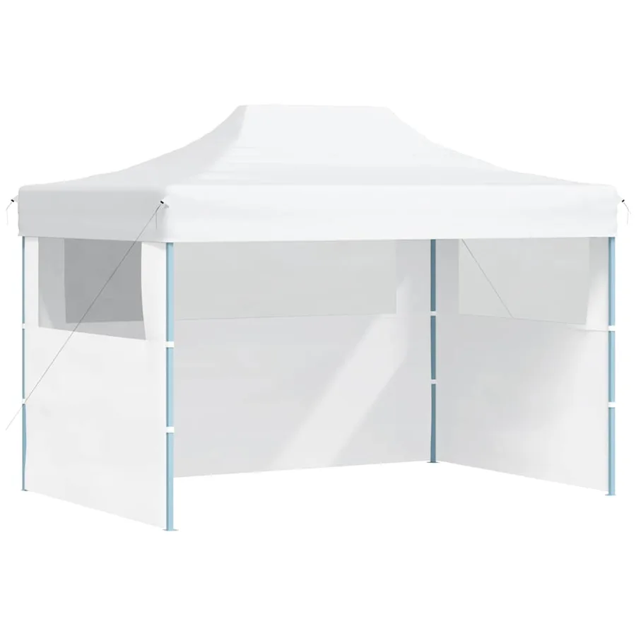 Tente de réception pliable avec 3 parois 280x410x315 cm Acier Blanc - 2