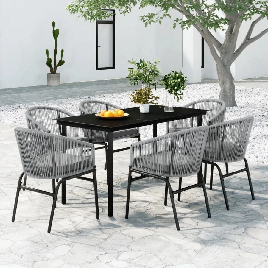 Ensemble à manger de jardin 7 pcs Gris