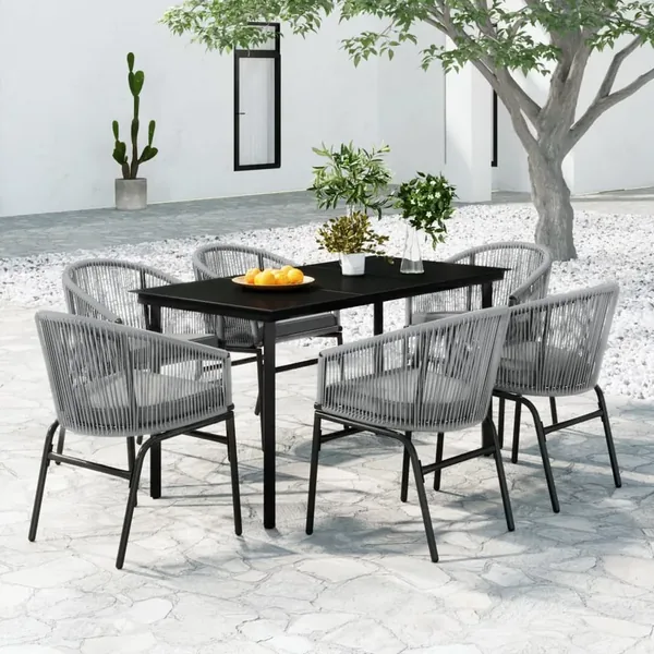 Ensemble à manger de jardin 7 pcs Gris