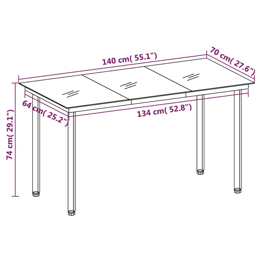 Ensemble à manger de jardin 7 pcs Gris - 7