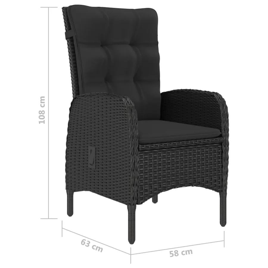Ensemble à manger de jardin 3 pcs Noir - 10