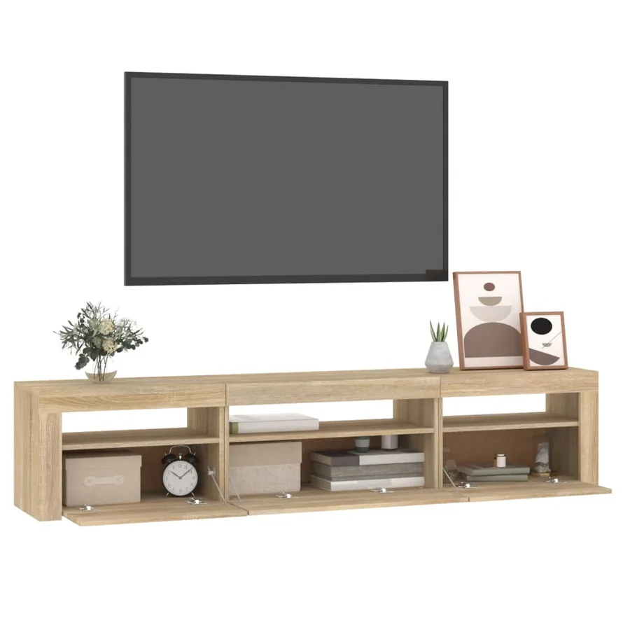 Meuble TV avec lumières LED Chêne sonoma 195x35x40 cm - 11