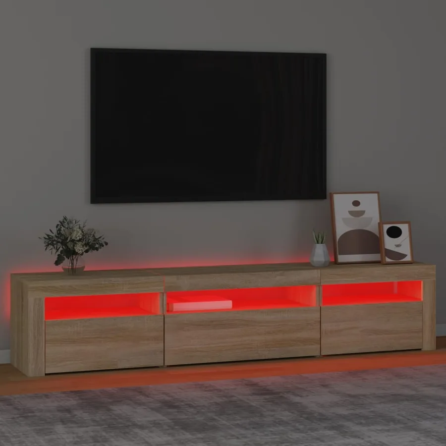 Meuble TV avec lumières LED Chêne sonoma 195x35x40 cm - 5