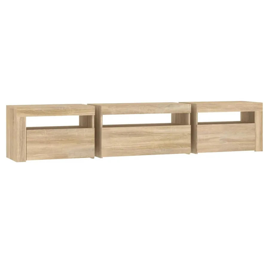 Meuble TV avec lumières LED Chêne sonoma 195x35x40 cm - 7