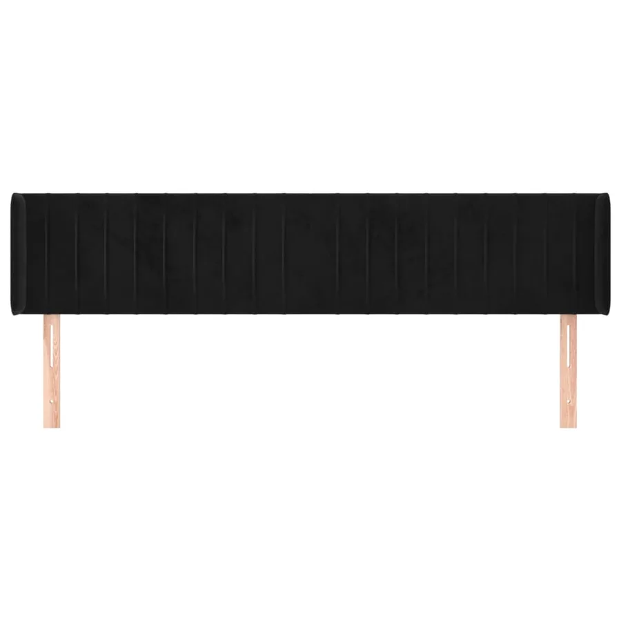 Tête de lit avec oreilles Noir 163x16x78/88 cm Velours - 3