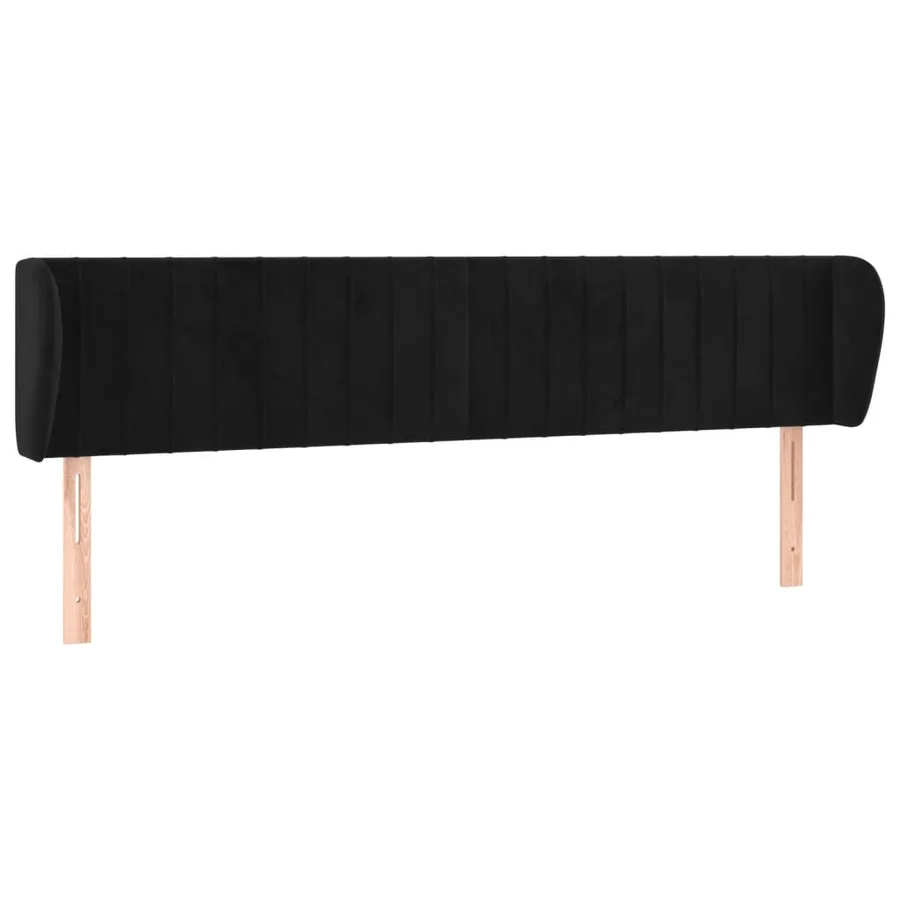 Tête de lit avec oreilles Noir 163x23x78/88 cm Velours - 2