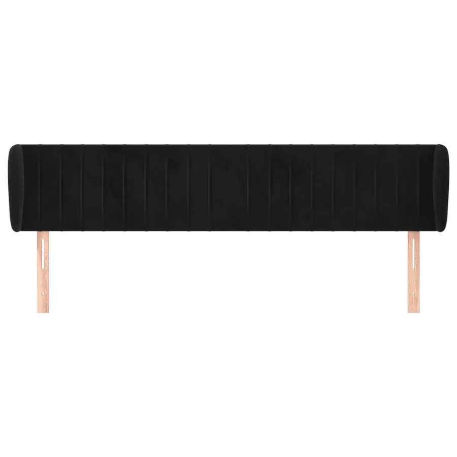 Tête de lit avec oreilles Noir 163x23x78/88 cm Velours - 3