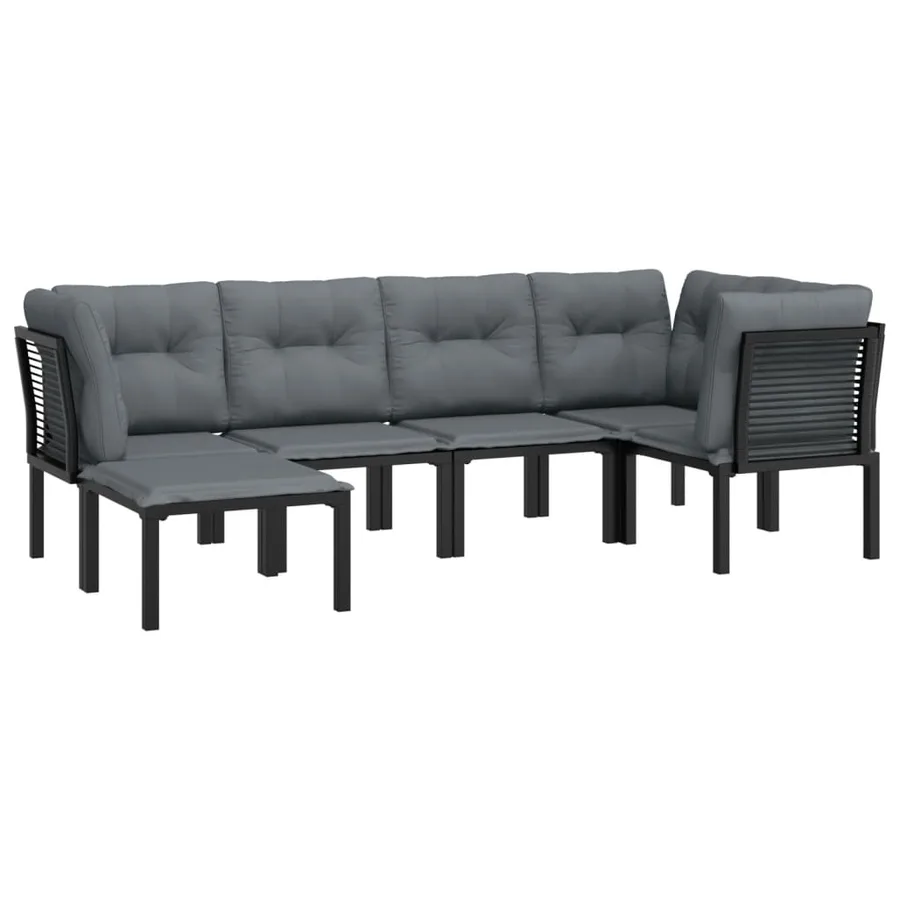 Salon de jardin 6 pcs noir et gris résine tressée - 3