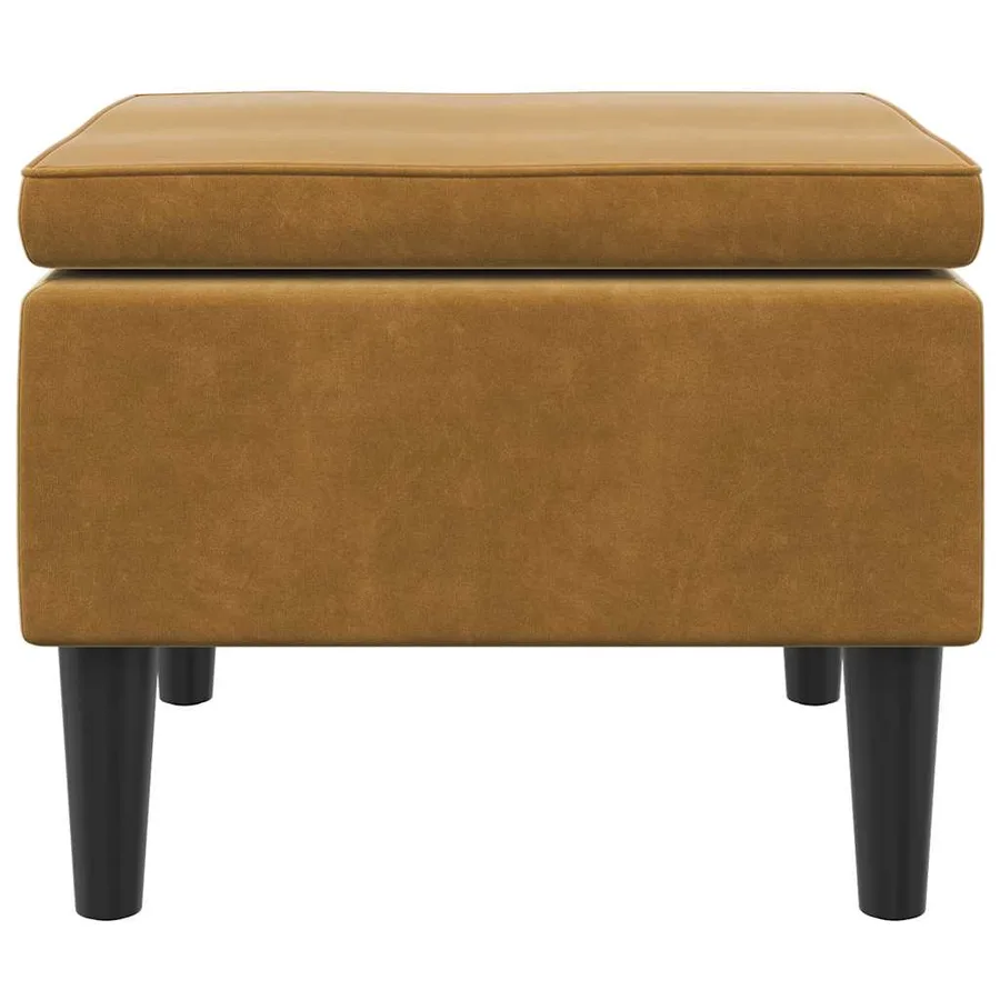 Tabouret avec pieds en bois Marron Velours - 4