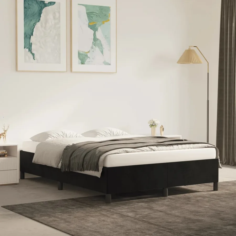 Cadre de lit sans matelas noir 140x200 cm velours