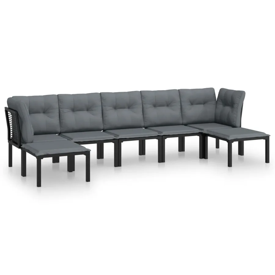 Salon de jardin 7 pcs noir et gris résine tressée - 2