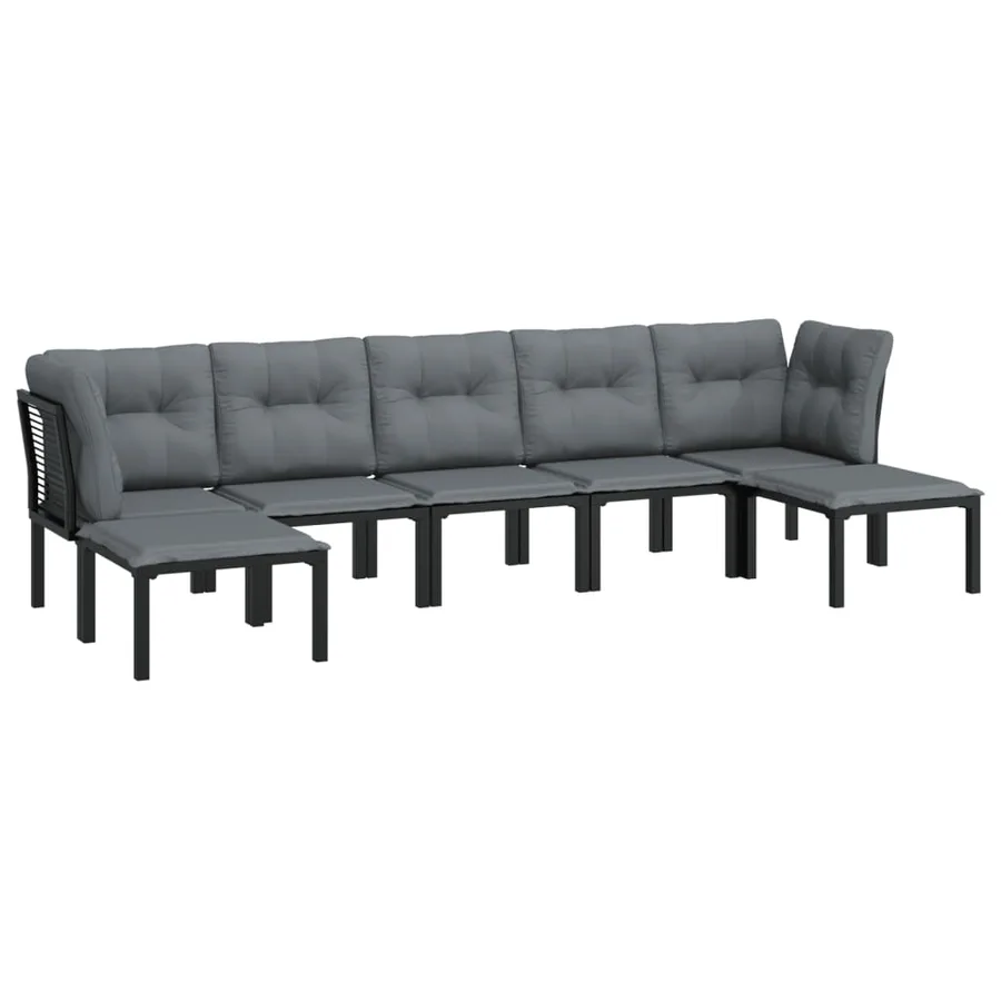 Salon de jardin 7 pcs noir et gris résine tressée - 3