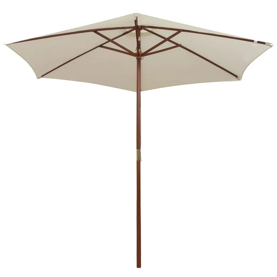 Parasol avec poteau en bois 270 x 270 cm Blanc crème - 2