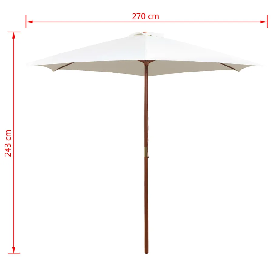 Parasol avec poteau en bois 270 x 270 cm Blanc crème - 6