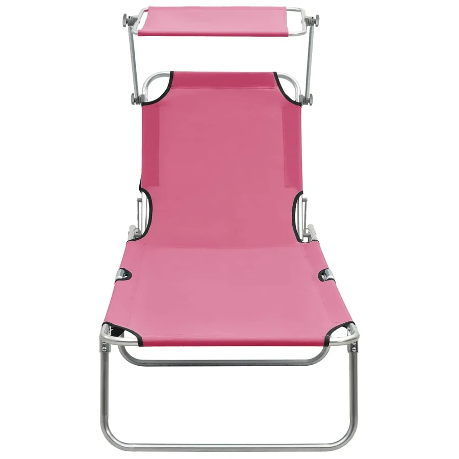 Chaise longue pliable avec auvent Acier Gris - 10