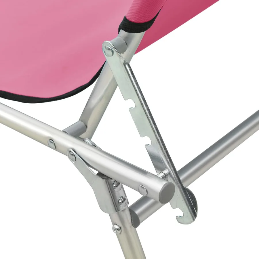 Chaise longue pliable avec auvent Acier Gris - 13