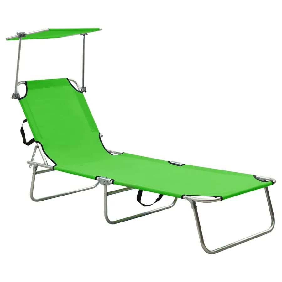 Chaise longue pliable avec auvent Acier Gris - 17