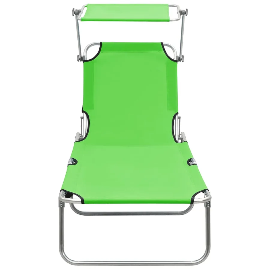 Chaise longue pliable avec auvent Acier Gris - 19
