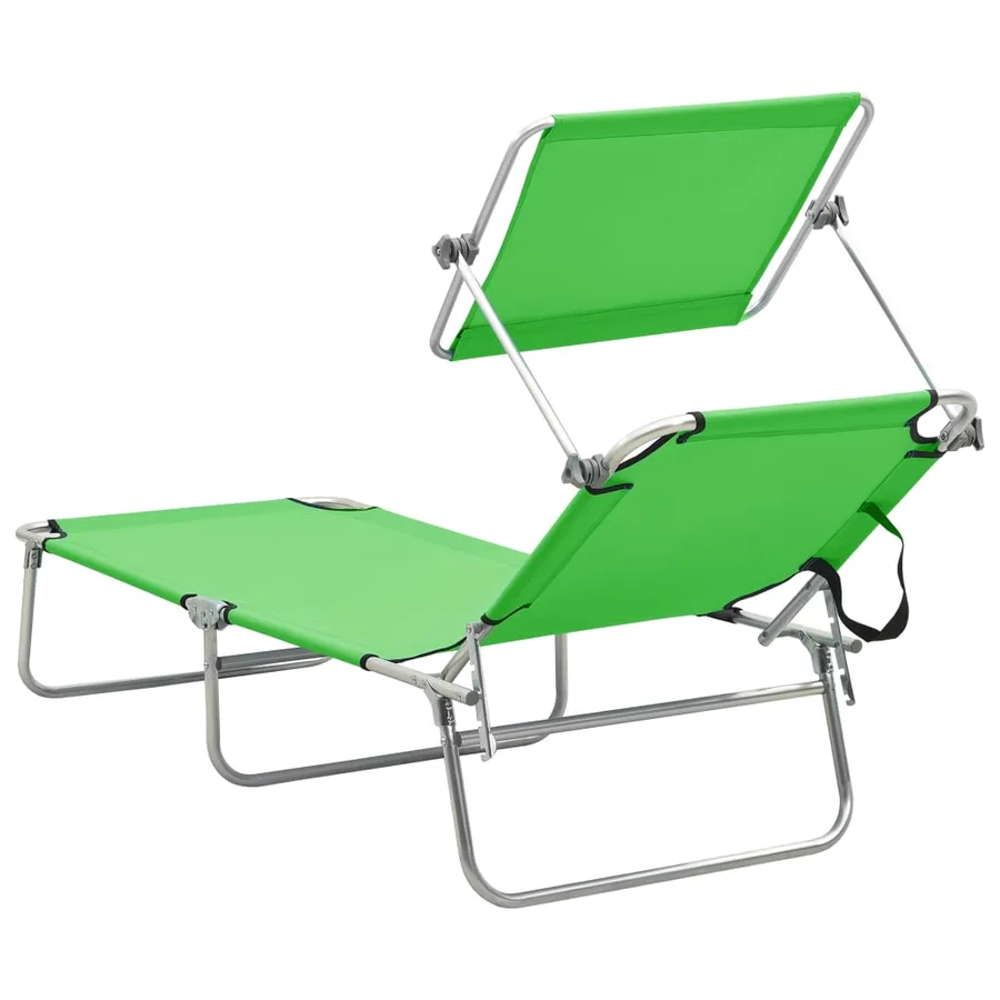 Chaise longue pliable avec auvent Acier Gris - 21