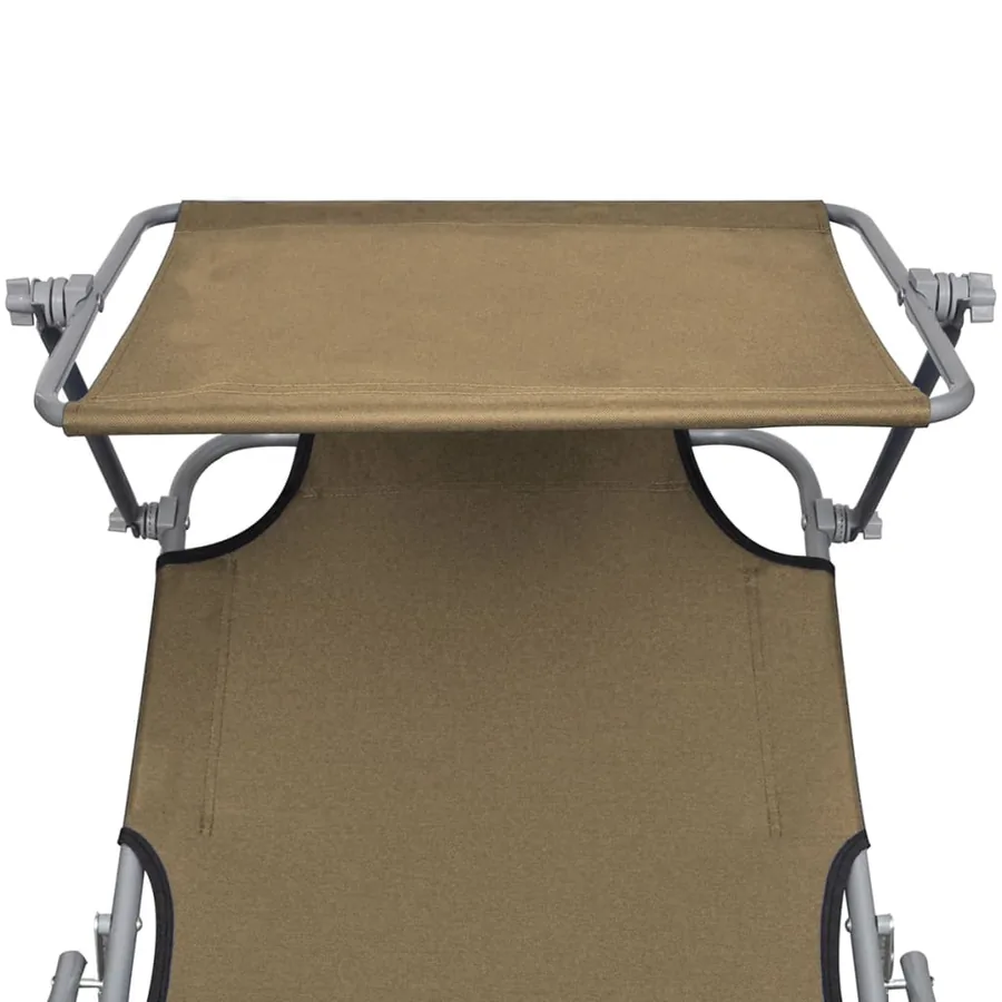 Chaise longue pliable avec auvent Acier Gris - 30