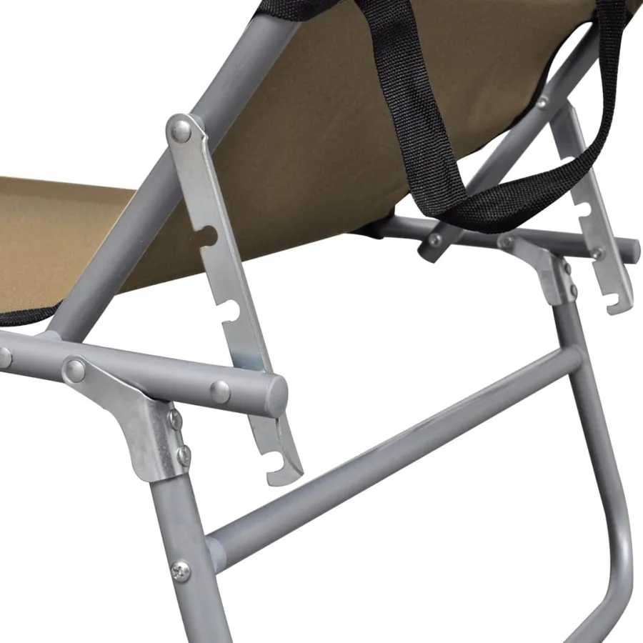 Chaise longue pliable avec auvent Acier Gris - 31