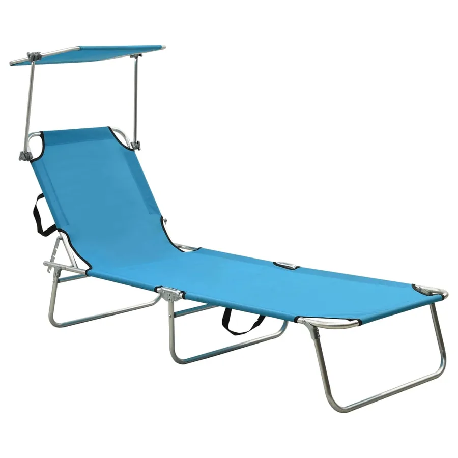 Chaise longue pliable avec auvent Acier Gris - 33