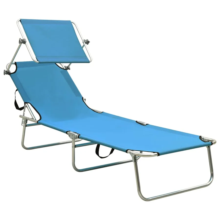 Chaise longue pliable avec auvent Acier Gris - 34