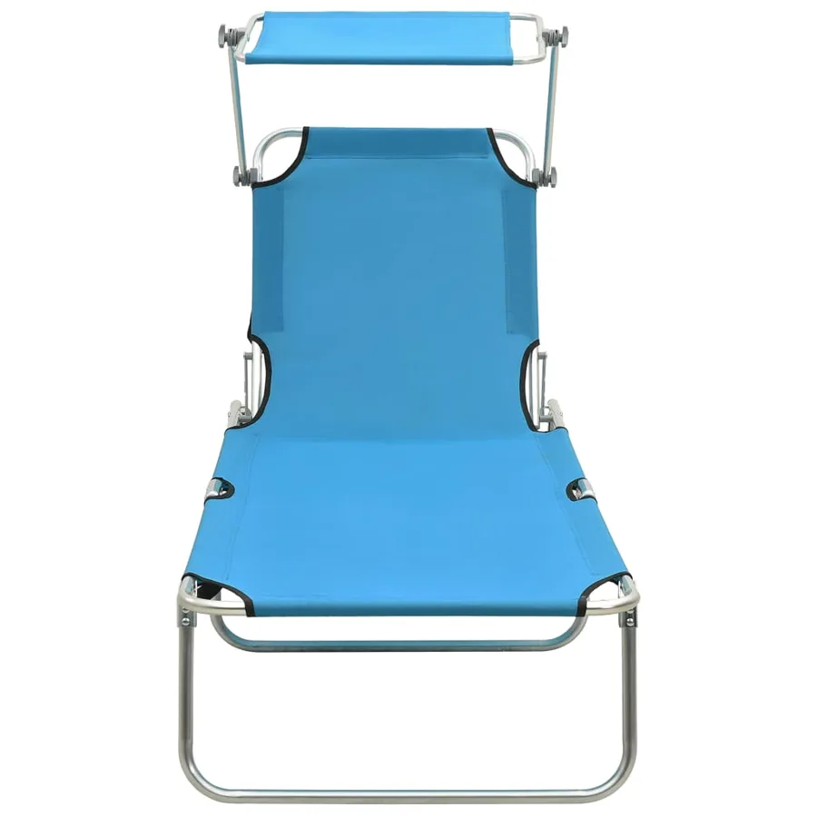 Chaise longue pliable avec auvent Acier Gris - 35