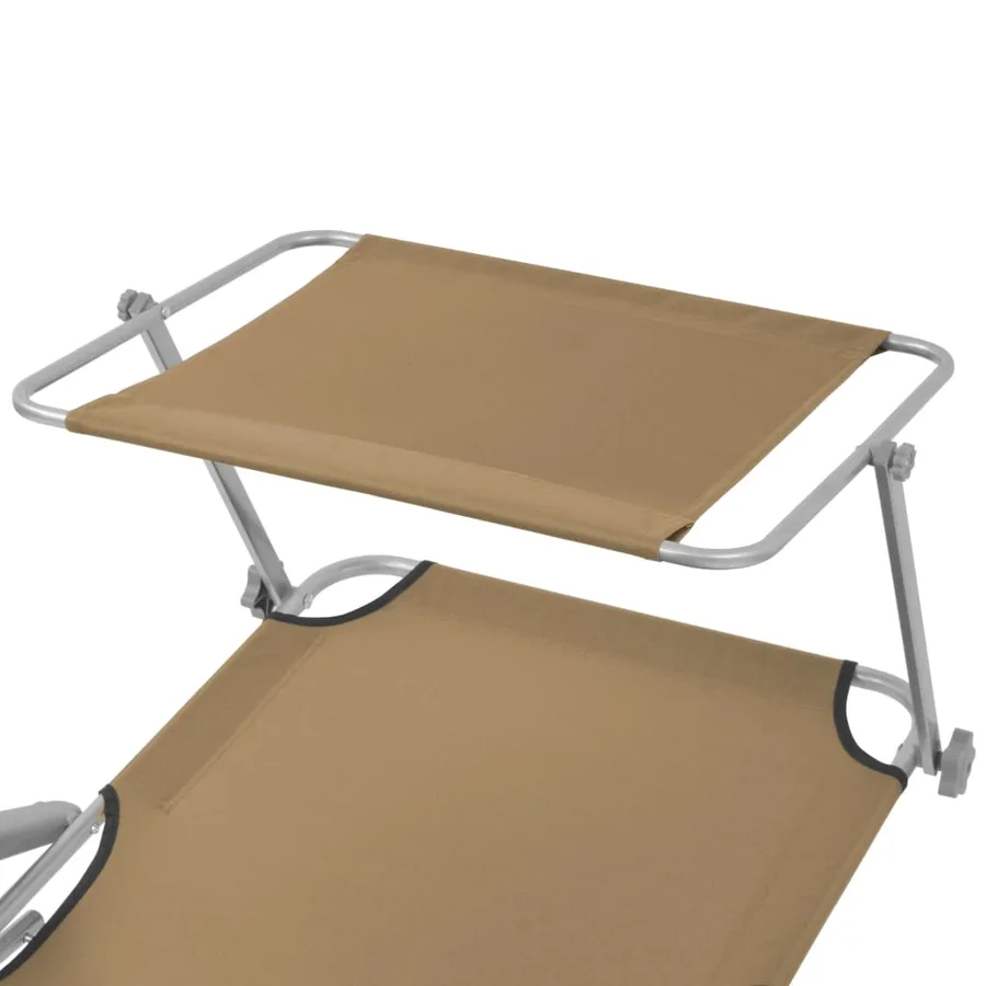 Chaise longue pliable avec auvent Acier Gris - 46