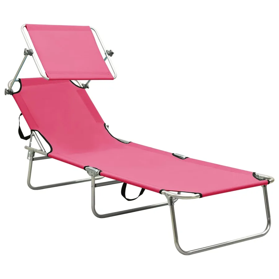 Chaise longue pliable avec auvent Acier Gris - 9