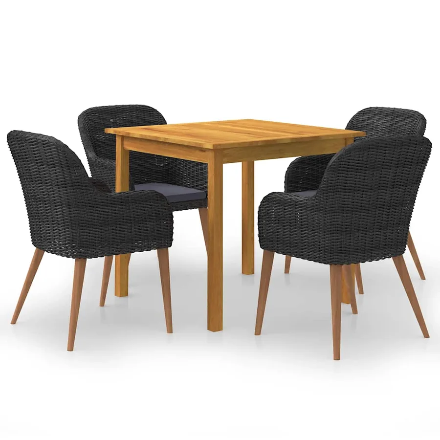 Ensemble à manger de jardin 5 pcs Noir