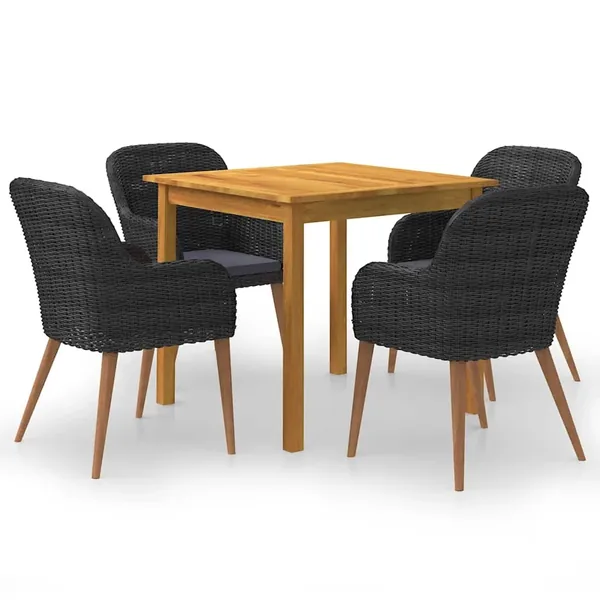 Ensemble à manger de jardin 5 pcs Noir