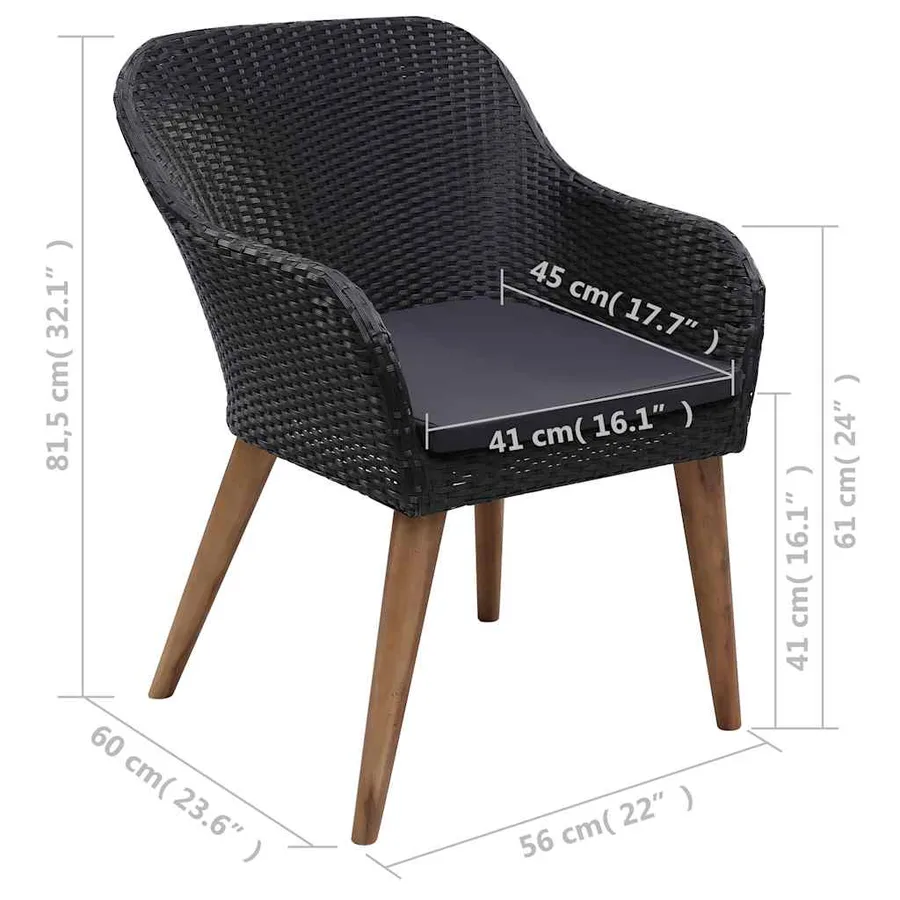 Ensemble à manger de jardin 5 pcs Noir - 11