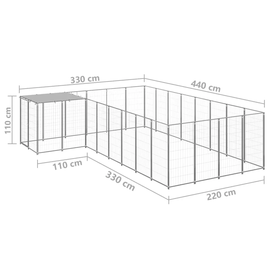 Chenil Argenté 10,89 m² Acier - 6
